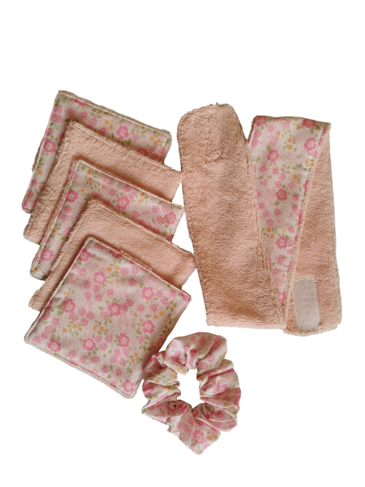 Lot de 5 lingettes démquillantes et accessoires pour les cheveux bandeau et chouchou