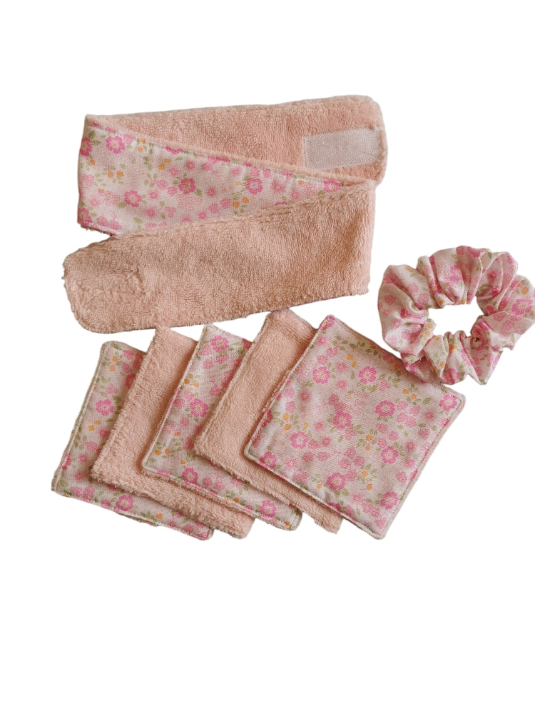 Lot de 5 lingettes démquillantes et accessoires pour les cheveux bandeau et chouchou